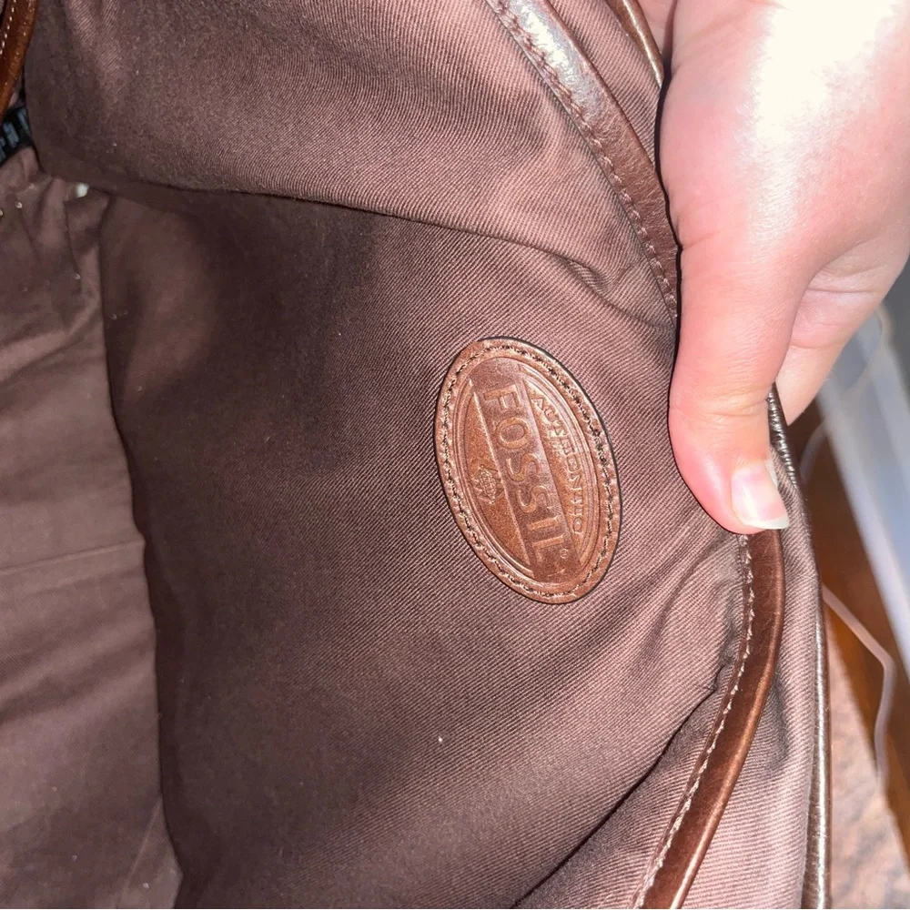 Fossil Dark Brown Leather laptop Messenger Bag